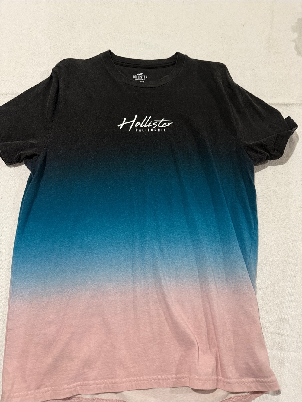 Hollister Black-to-Blue-to-Pink Ombre Crew Neck Tee